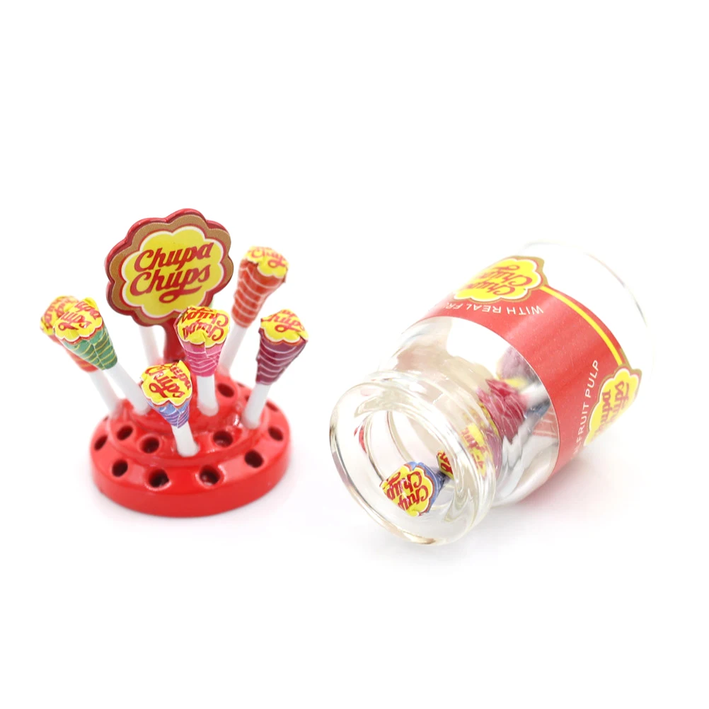 

1:12 Miniature Food Mini Lollipops With Case Holder Candy For Doll Doll House Kitchen Accessories Dessert Sugar