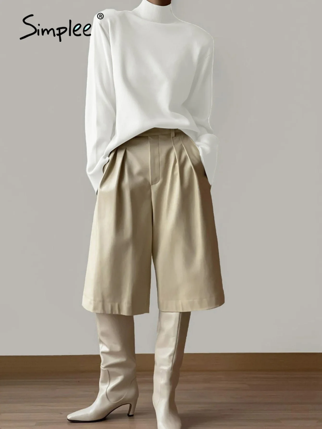 Женская водолазка с длинным рукавом Simplee зеленый свитер повседневный женский