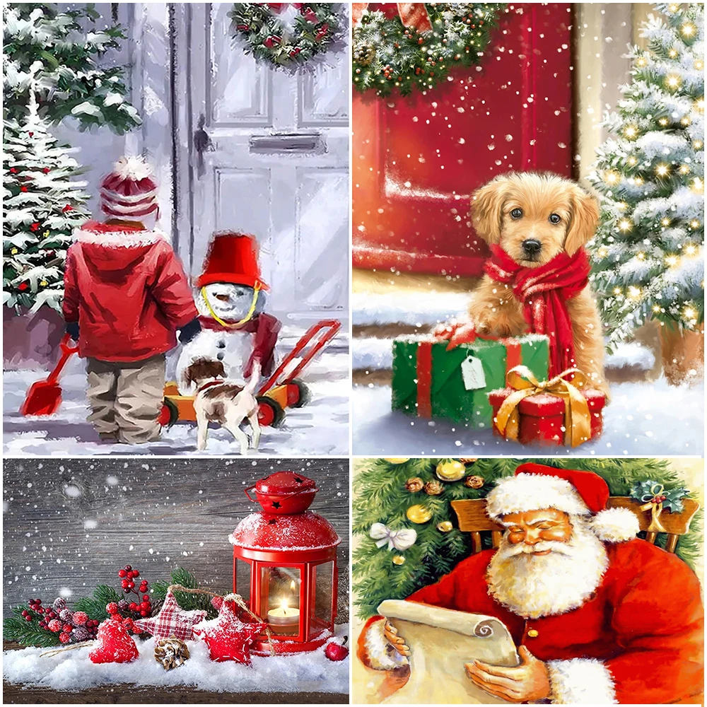 

New Diamond Painting 5D Diy Snowing Santa Claus Square Diamond Inlaid Embroidery Cross Stitch Holiday Home Decoration Painting