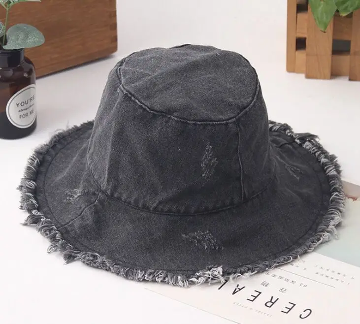 Новинка модная женская Повседневная шляпа в рыбацком стиле ВИНТАЖНАЯ ДЖИНСОВАЯ