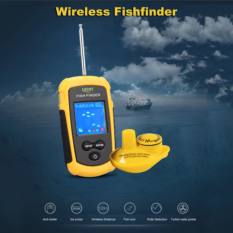 LUCKY FFCW1108-1 рыболокатор портативный 120 м беспроводной сигнализация 40 м/футов