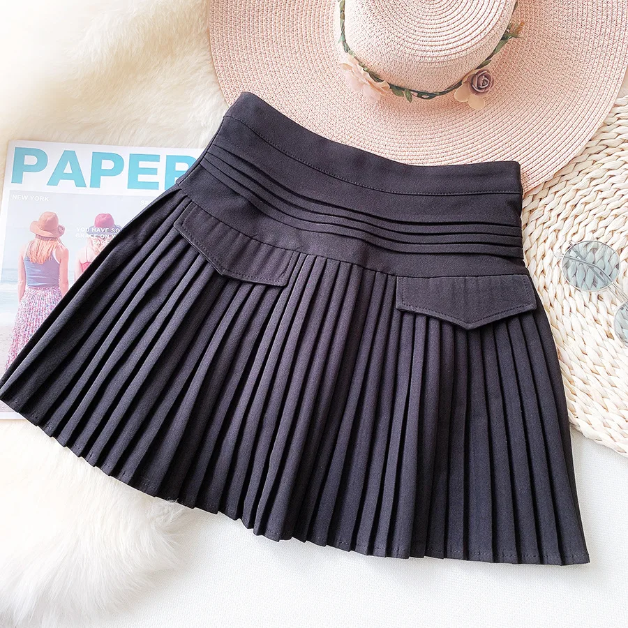 

PEONFLY High Waist Women's Skirts Striped Pleated Skirt Elastic Waist Female Skirts Sweet Mini Skirts Dance Skirt Plaid Skirt