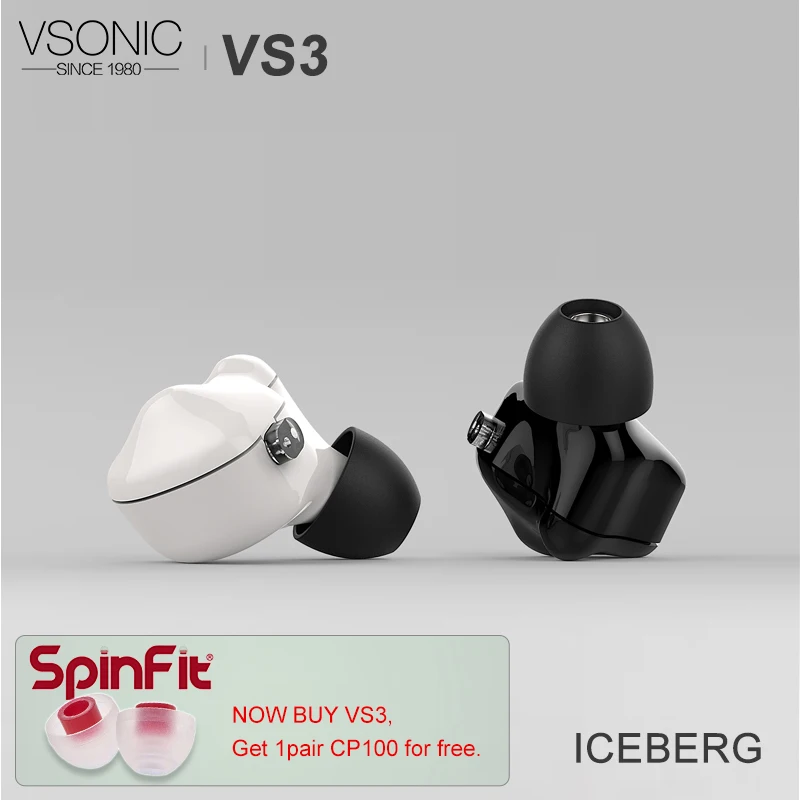 VSONIC VS3 Айсберг HiFi аудио Динамический драйвер наушники-вкладыши со съемным кабелем 2-контактный разъем 0,78 мм