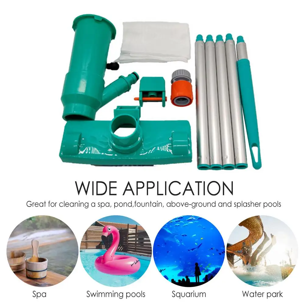 

Portable Deluxe Jet Pool Vacuum Underwater Cleaner with 5 Section Pole, Scrub Brushes, Leaf Bag - for Above Ground Pools, Spas,