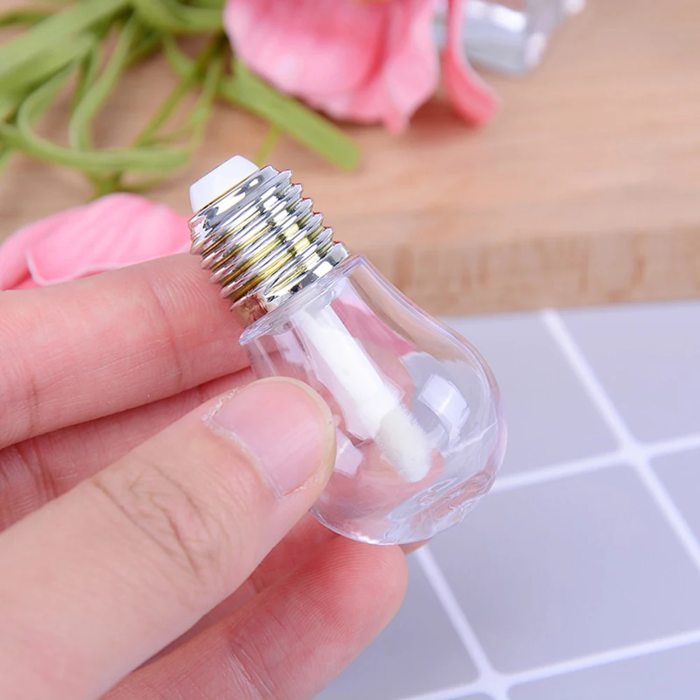 

5 Pieces 6ml Cute Light Bulb Shape Empty Lip Gloss Tube Mini Refillable Lip Balm Bottles Sample Vials With Rubber Inserts Gold