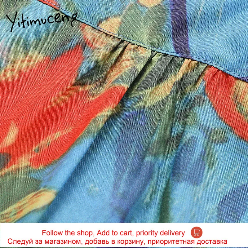 

Yitimuceng Vintage Printing Blouse Women Button Shirts Loose New Spring 2021 Clothes Long Sleeve Turn-down Collar Casual Tops