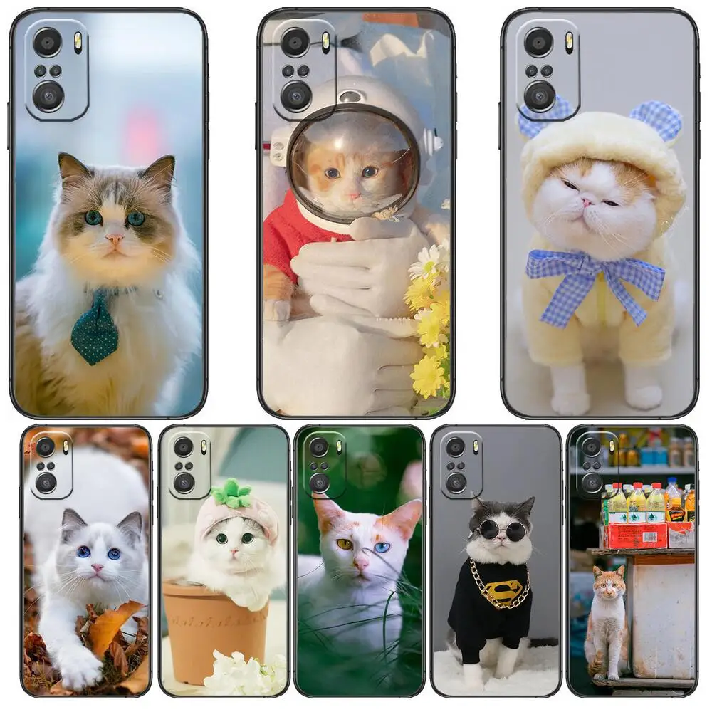 

Funny Cartoon Cat cartoon Phone Case For XiaoMi Redmi Note 10 9 9s 8 7 6 5 A Pro s T Black Cover Silicone Back Pre style
