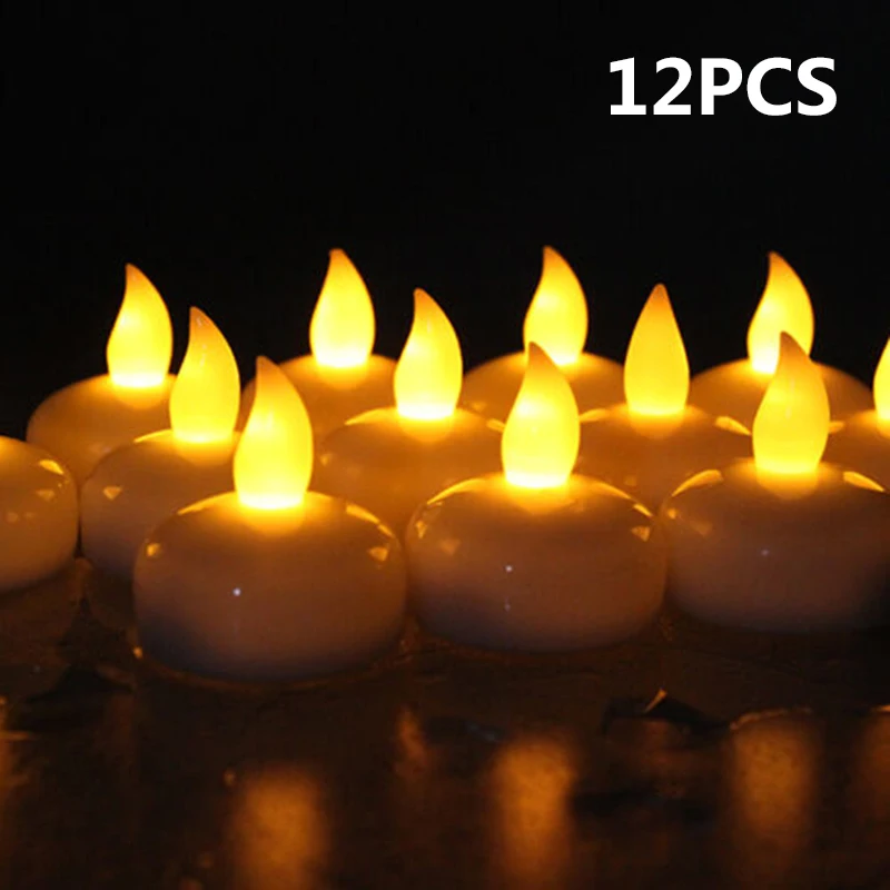 12 шт. Водонепроницаемая непламенная плавающая Tealights Светодиодная лампа на батарейках лампа новая горячая ночная лампа романтическая атмосфера