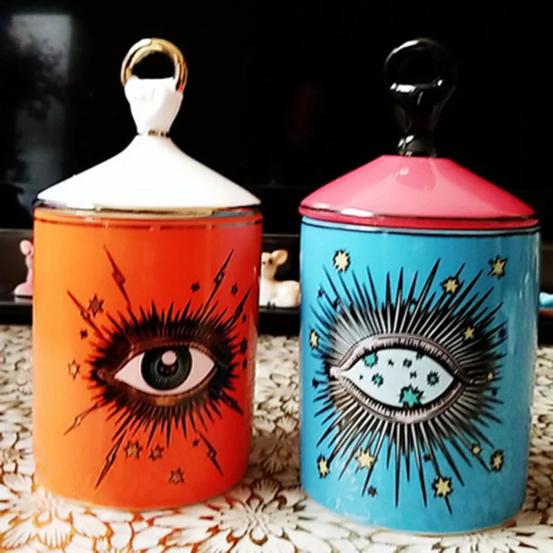 

Nordic style Ladis eye cup aroma candle holder ceramic jar eye jar storage jar