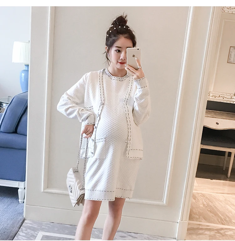 

Explosion models pregnant dress new fashion suit comfortable maternity clothes autumn loose loose knitting two-piece tide mom
