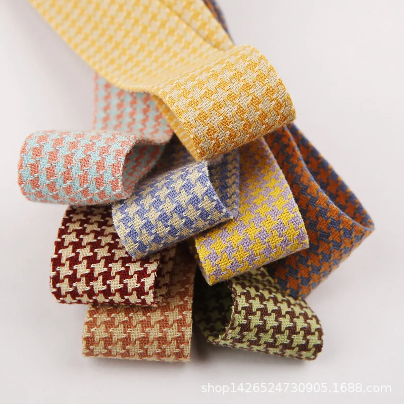 Детские аксессуары для волос в клетку двухцветная лента с рисунком гусиные лапки