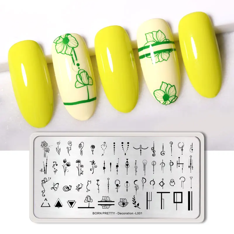 BORN PRETTY цветочное украшение прямоугольная пластина для стемпинга декоративная