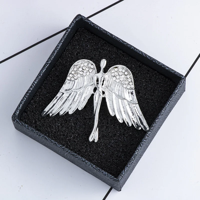 Мужская брошь золотого цвета в форме Ангела из сплава с кристаллами булавка на