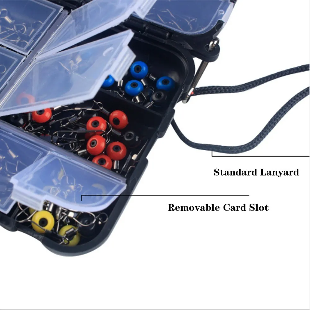 

177PCS Fishing Accessories Kit Set with Tackle Box Including Swivel Slides Ball Bearing Rolling Snap Barrel Jig Hook