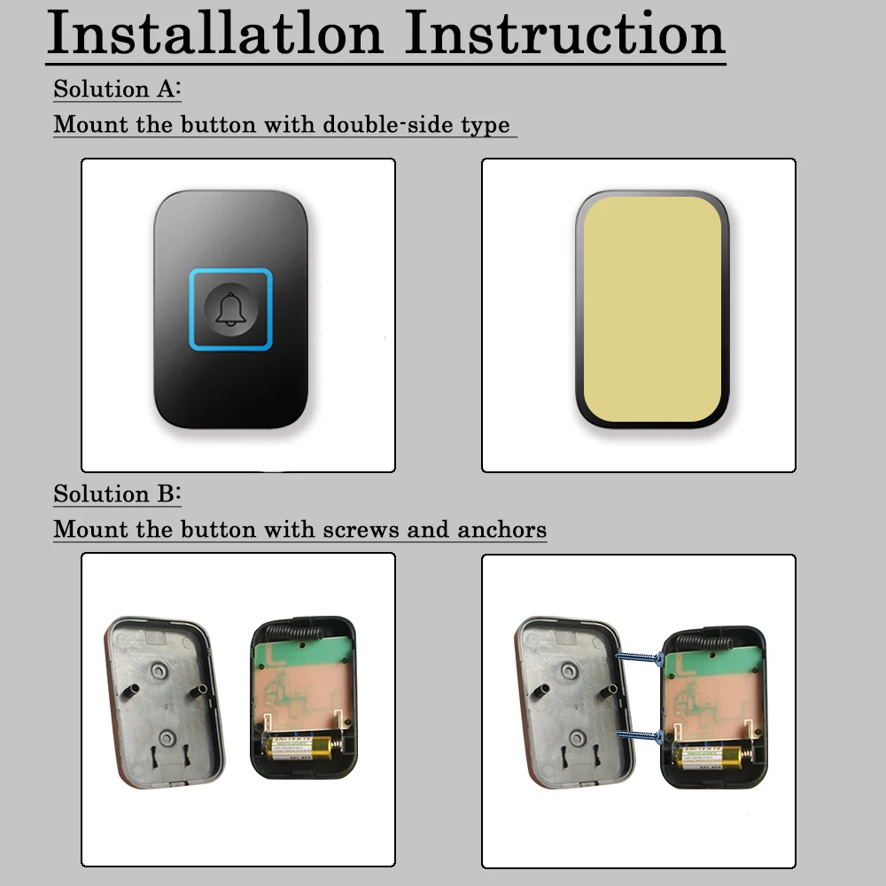 Умный беспроводной дверной звонок водонепроницаемый 1 кнопка 3 приемника US EU UK AU