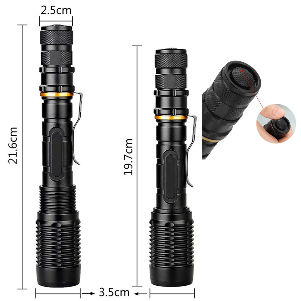 Портативный тактический военный светодиодный фонарик T6 1 или 2 шт. 1000 люмен фонарь