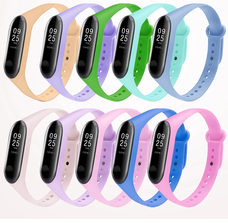 BOORUI новейший mi band 3 ремешок pulsera mi band 3 ремешок Силиконовый Модный ремешок на запястье Замена для xiaomi mi 3 Смарт-браслеты