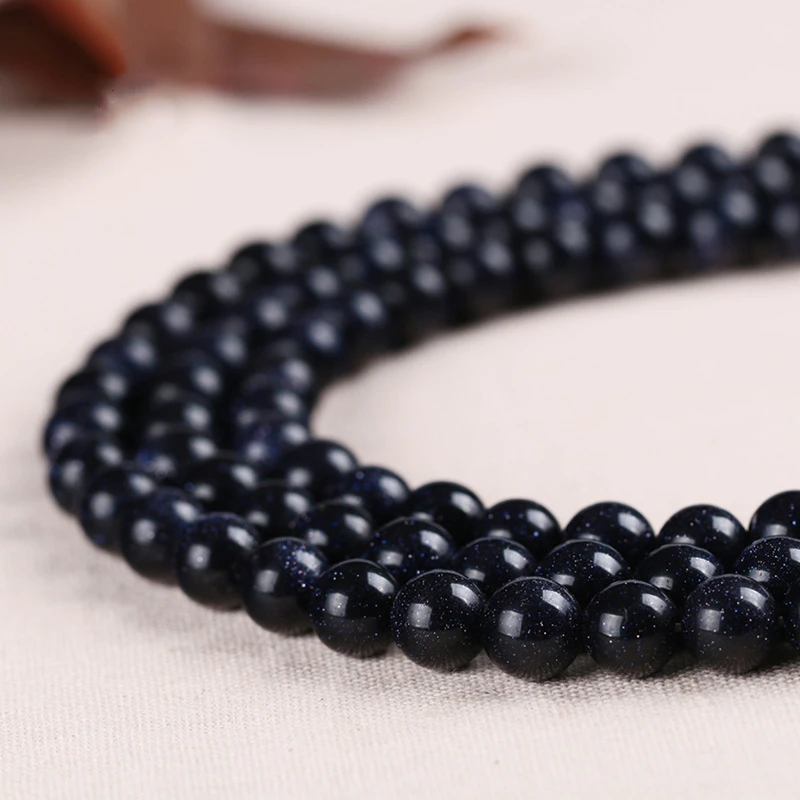 

High Quality Trendy Blue sandstone Natural Stone Beads For DIY Handmade bracelets Jewelry 4mm 6mm 8mm 10mm Loose Spacer Beads