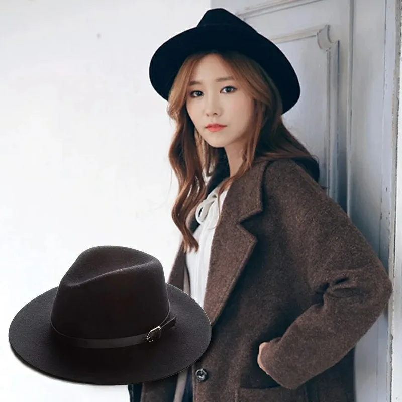 Мужская фетровая шляпа с широкими полями классическая черная или красная из