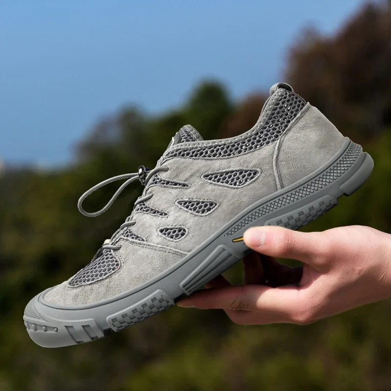 

Leather Shoes Men Casual Summer Shoes Outdoor Mens Hiking Shoes Fashion Sneakers