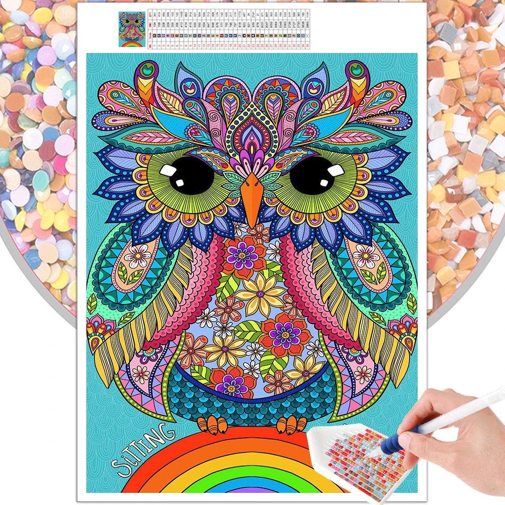 Алмазная живопись животные мультфильм красочная сова Набор для вышивки 5D сделай