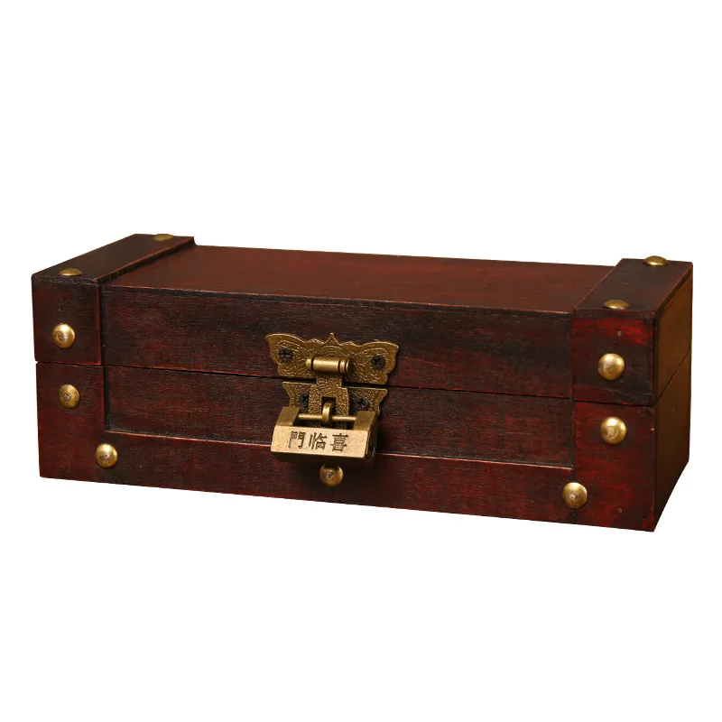 

Antique hairpin box with lock antique wooden necklace jewelry box storage box square wooden box photography props