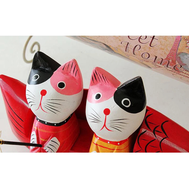 

Милая романтическая семейная статуя ностальгические подарки пара кошка Рыбалка Кошка Животное украшение Кафе Магазин гостиная украшение ...