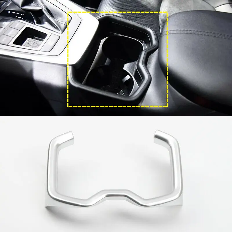 ABS Silver Car Water Cup Holder Cover Trim Central Control Cup Holder Cover for 2019 2020 Toyota RAV4