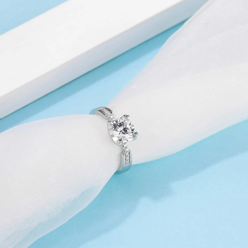 

1 carat top quality fashion women silver plated wedding moissanite Rings jewelry for women 210305-38
