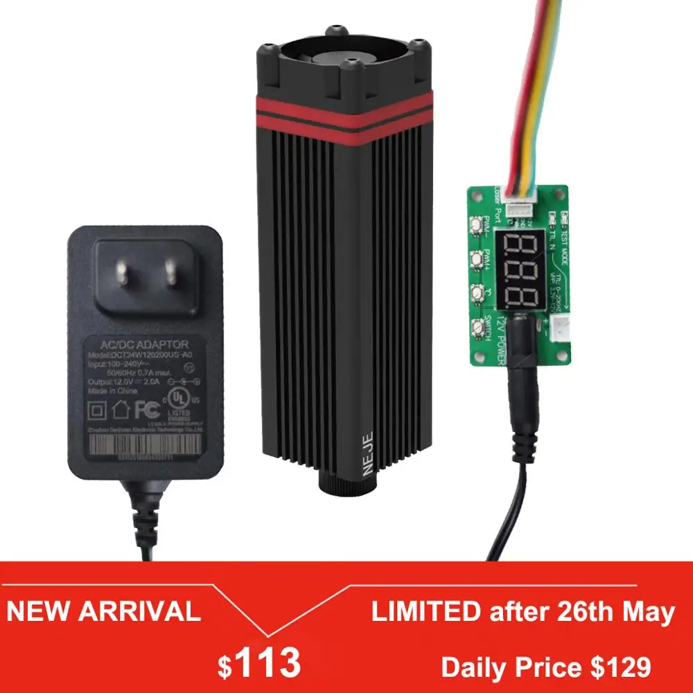 NEJE Master 20 Вт лазерный модуль 450 нм головка TTL / PMW плата контроллера DIY Набор