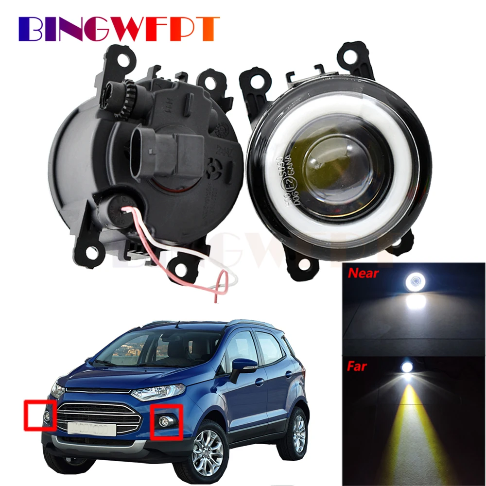 

Противотумансветильник Angel Eye для Ford EcoSport 2013, 2014, 2015, 2016, противотуманные фары на передний бампер автомобиля с кольцом Halo, дневные ходосветиль...