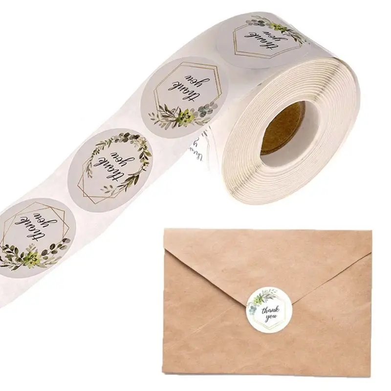 

500pcs/roll 4 Styles Vegetation Thank You Stickers for Christmas Scrapbooking 95AA