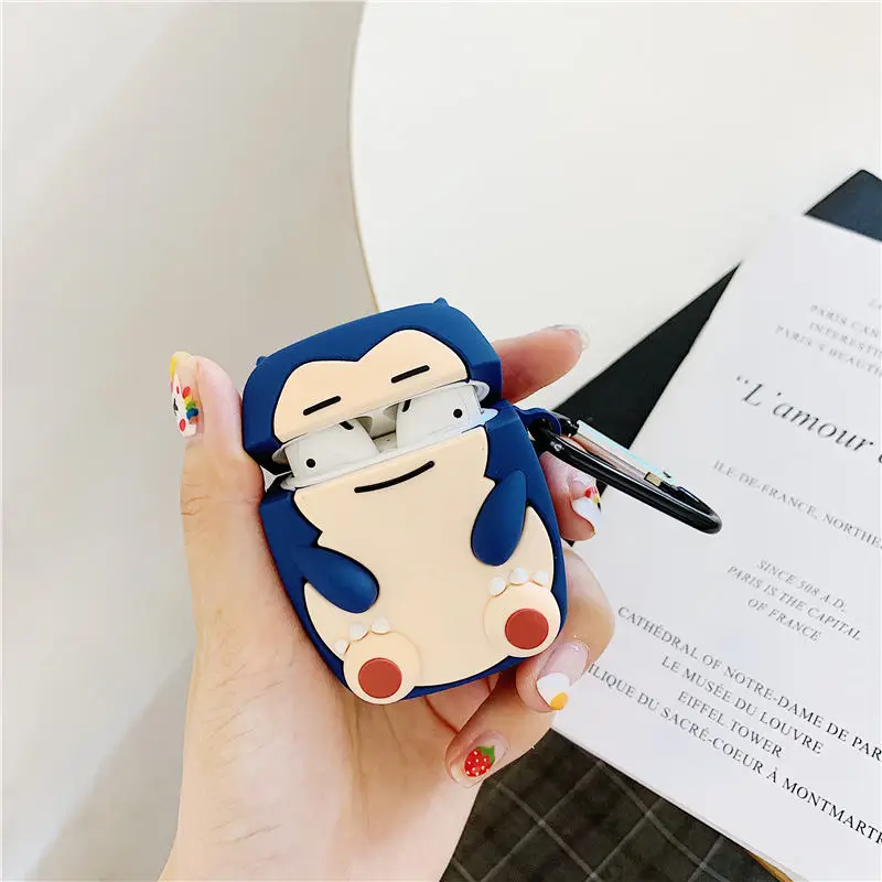 Для Apple AirPods Kawaii аниме чехол 3D милый мультфильм снорлакс кабигон медведь беспроводные наушники чехол для Airpods 2 Earpods Shell