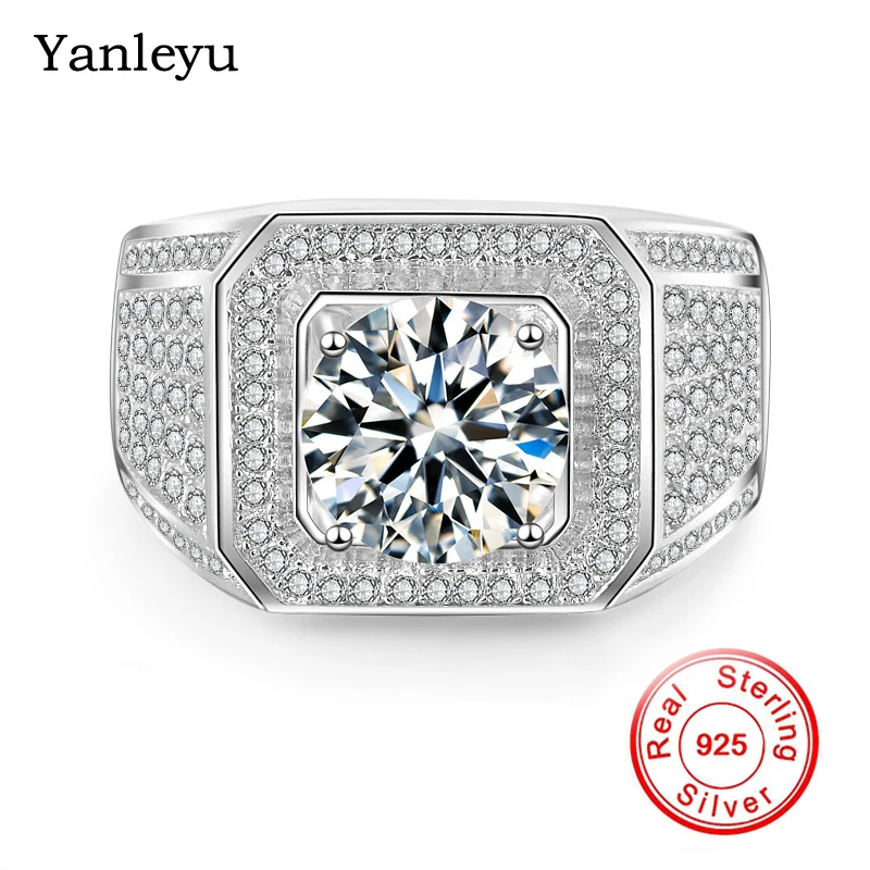 

Yanleyu Hyperbole Style Big Jewelry Ring Original Solid 925 Sterling Silver Cubic Zirconia Wedding Bands for Women and Men PR205