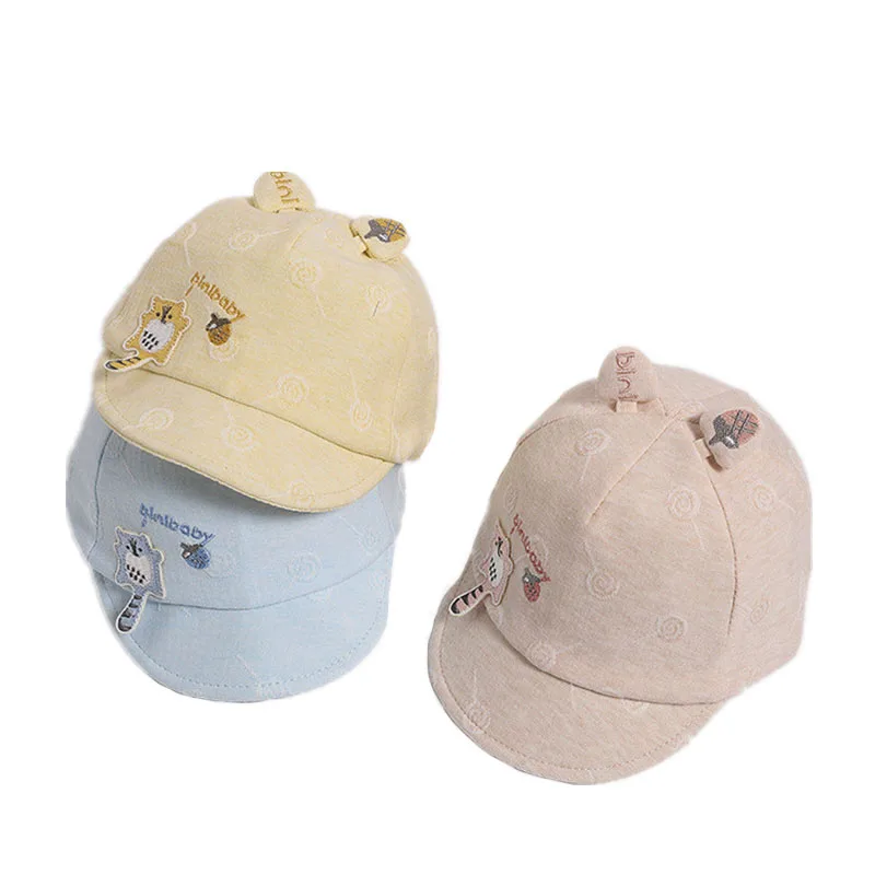 

Children's Hats Spring And Summer Leisure Baby Sun Hats Cute Three-Dimensional Civet Cat Embroidery Caps Wild Newborn Tire Caps