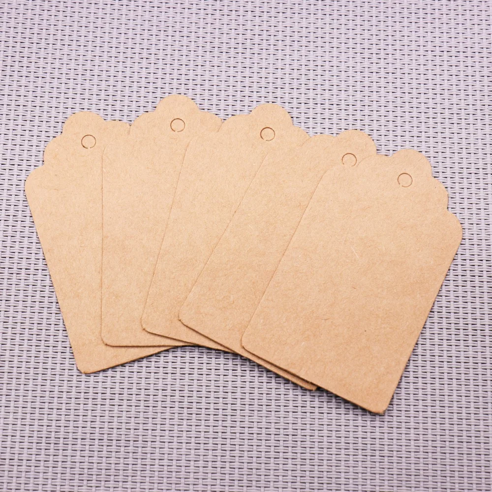 

100pcs Kraft Paper Multi-style Hang Tags Scallop Head Wedding Birthday party decoration tag gift price tag jewelry price tag