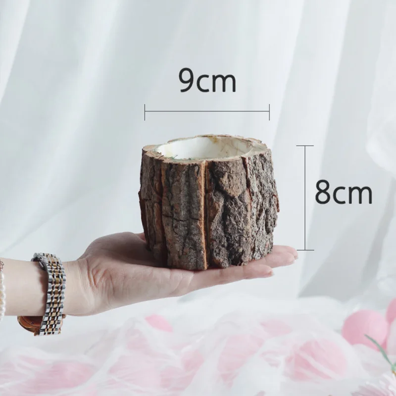 Старинный ящик для хранения деревянный подсвечник коры ваза цветов креативный