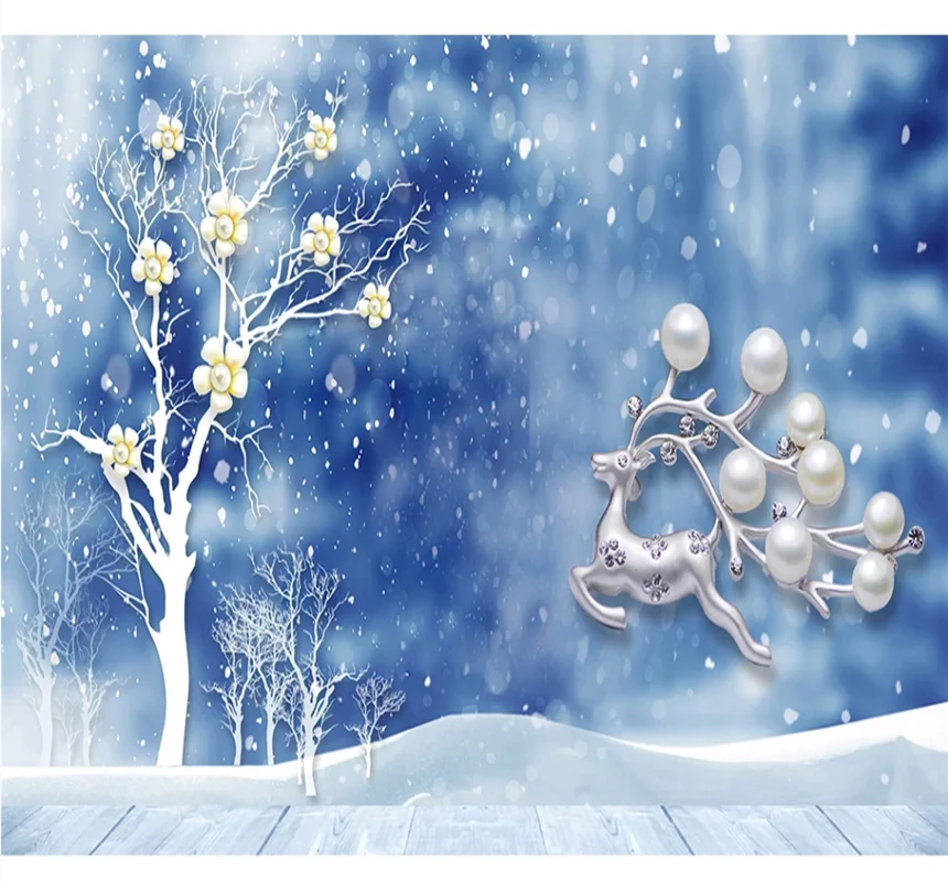 3D красивые обои в средиземноморском стиле с изображением сливы дерева жемчуга