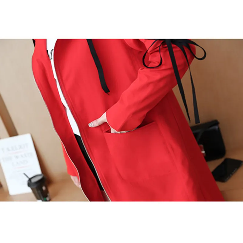 

New 2020 Plus Size Trench Coat Femme Spring For Women Fashion Casual Long Solid Color Hooded Windbreaker Outerwear