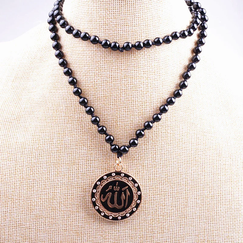 Мусульманское ожерелье с кулоном 6 мм камнем для мужчин и женщин|Ожерелья
