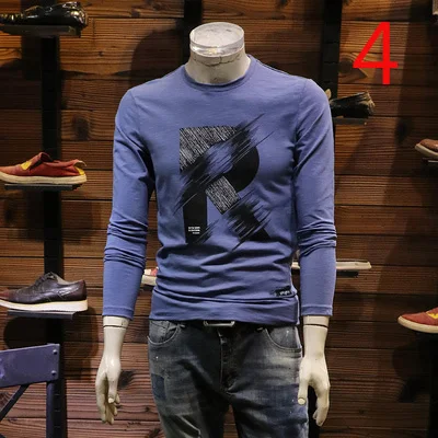 

2019 autumn and winter long-sleeved t-shirt men's cotton round neck Slim bottoming shirt