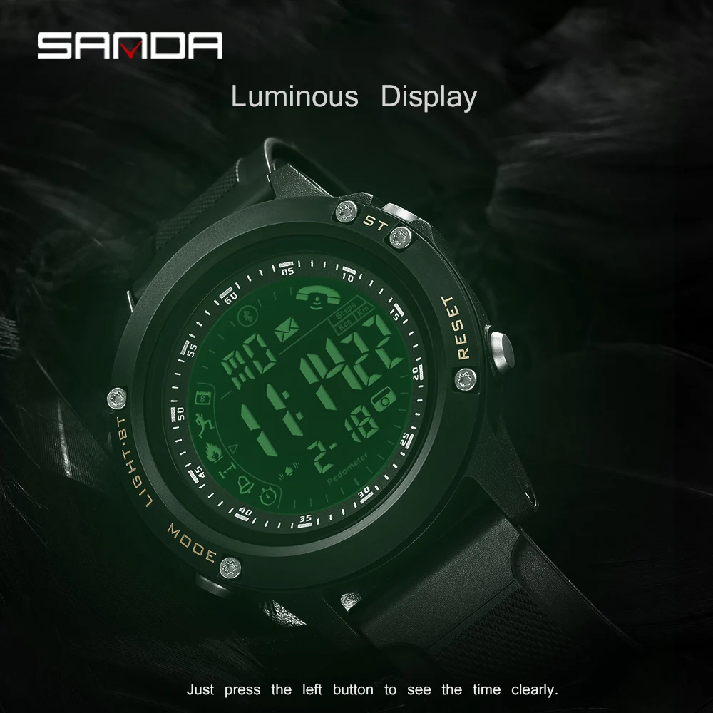 SANDA мужские спортивные Шагомер Смарт-часы Мужские Bluetooth водонепроницаемые