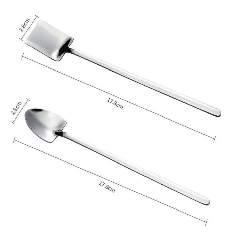 Кофе Чай ложка для торта с длинной ручкой Нержавеющая сталь мороженое офисные