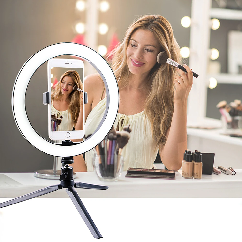 Светодиодная кольцевая лампа студийный светильник со штативом и триподом для