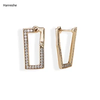 hanreshe luxury copper stud earrings women gifr zircon vintage jewelry party gold color simple rectangle korean girls earrings