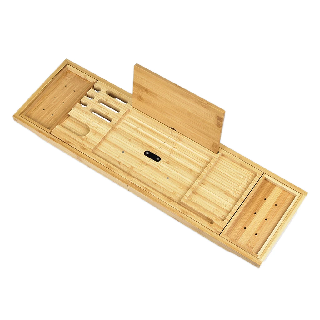 

Bath Caddy Tray Home Spa Wooden Bathtub Tray Book Wine Tablet Holder