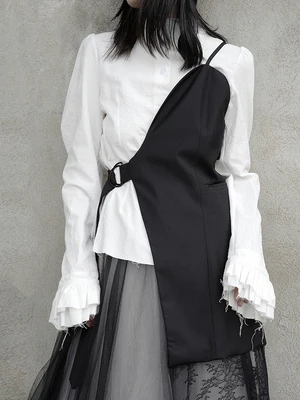 Нишевый дизайнерский темно-готический черный жилет магазин Модный женский