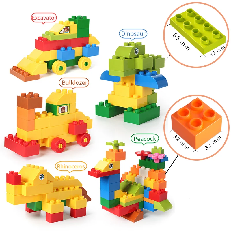 

Colorful Big Size DIY Building Blocks Bulk Bricks with Base Plates Compatible Block Educational Toys for Children 2 4 Years Old