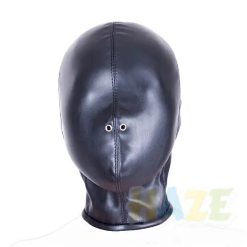 

Sexy Headgear Soft PU Blcak Head Hood Headgear Full Covered Hooded Play Costume