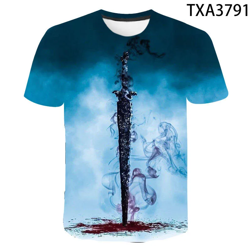 

Summer New Sword Streetwear Fashion T-shirt Boy Girl Kids 3D Printed Casual Short Sleeve Men Women Children Cool Tops Tee